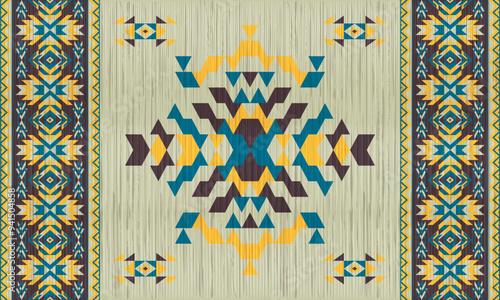 American tribal ethnic native pattern.Traditional Navajo,Aztec,Apache,Southwest and Mexican style fabric pattern.Abstract vector motifs pattern.For fabric,clothing,blanket,carpet,woven,wrap,decoration