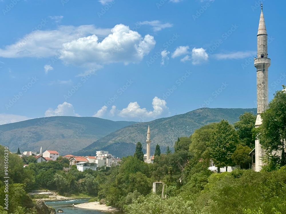 The city of Mostar in Bosnia and Herzegovina, Europe The city of Mostar in Bosnia and Herzegovina, Europe