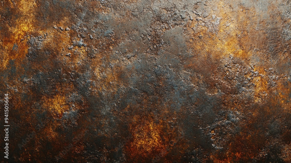 Rusty iron surface with a mix of smooth and rough areas, deep corrosion, and textured layers of rust