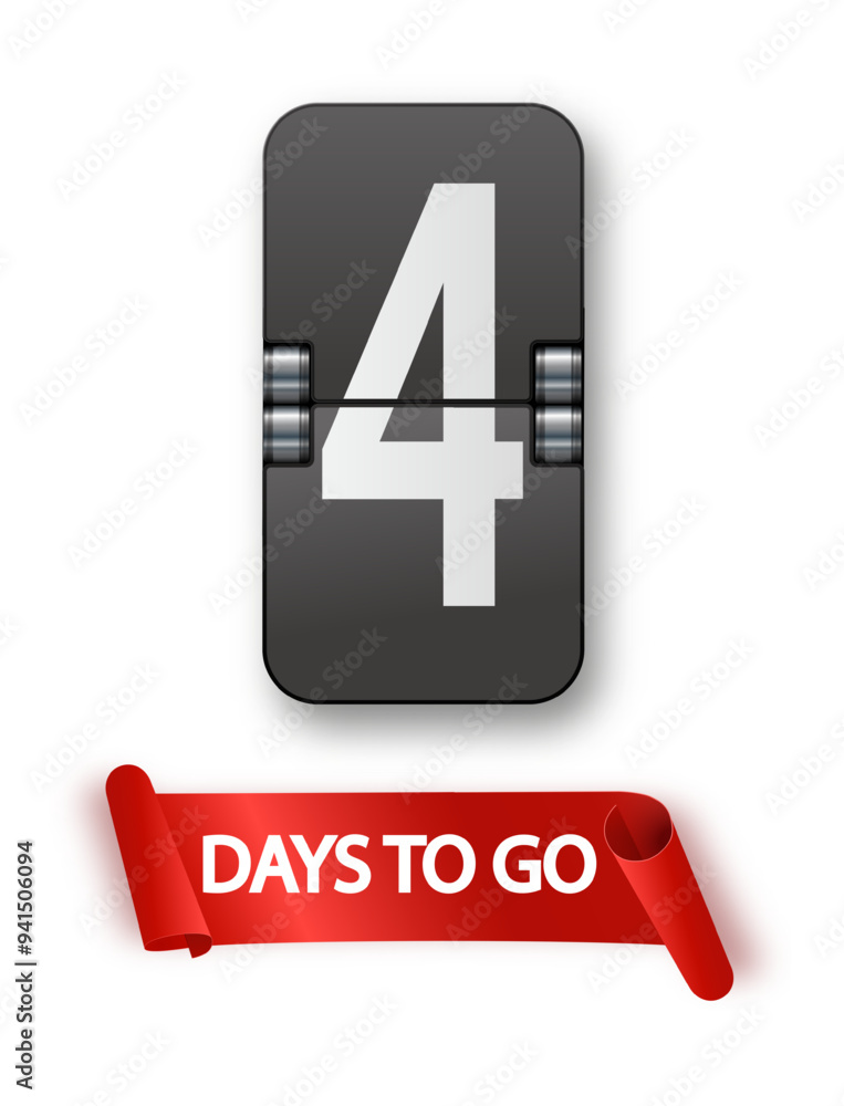 4 days to go icon set. Countdown of days remaining. Offer timer sticker limited to a few days. Vector 4 days to go icon set. Countdown of days remaining. Offer timer sticker limited to a few days. Vector