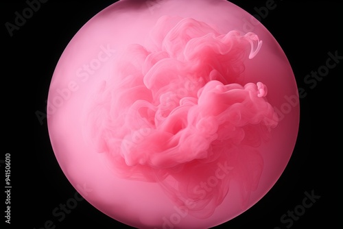 Multi-layer circular Pink soft steam effect is required. The background is black photo