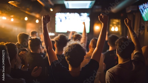 Sports Bar Scene with Fans Watching Live Soccer Match