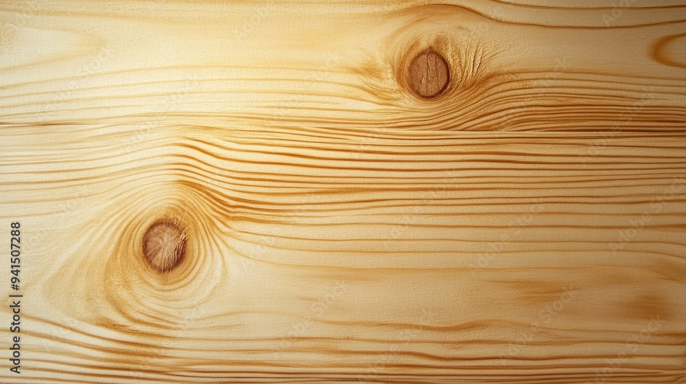 Smooth pine wood surface with visible grain patterns, offering a bright and natural background Smooth pine wood surface with visible grain patterns, offering a bright and natural background