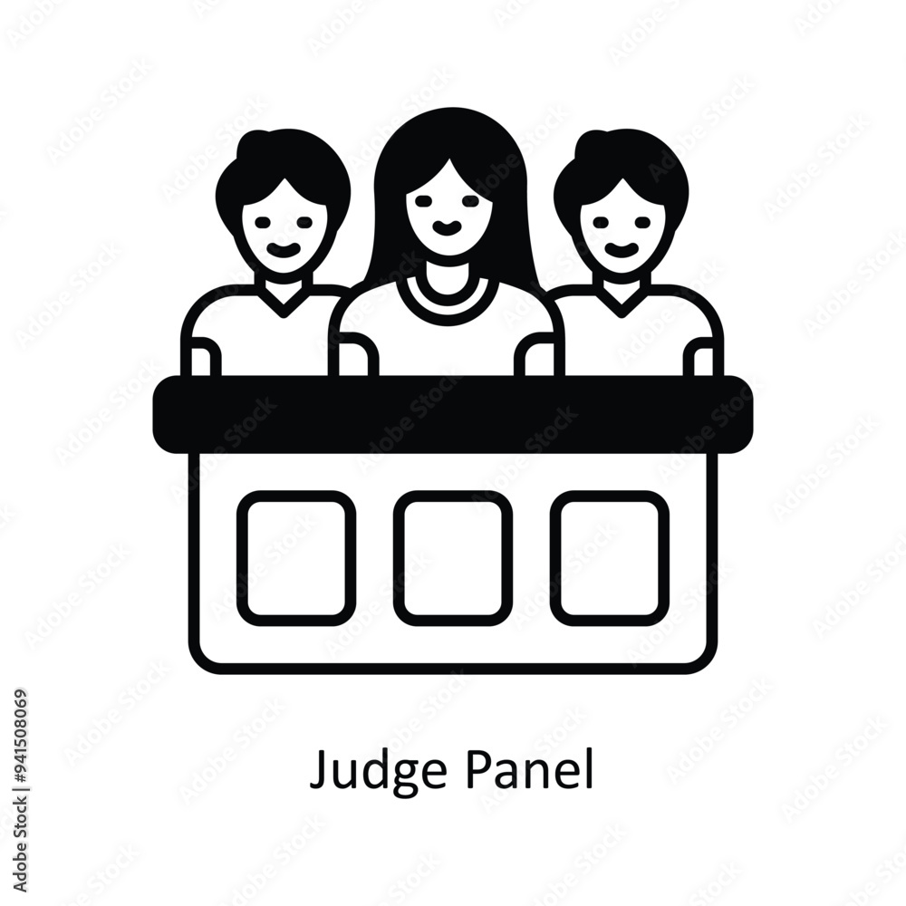 Judge PanelVector filled outline icon design illustration. Law And Justice symbol on white background EPS 10 File . Judge PanelVector filled outline icon design illustration. Law And Justice symbol on white background EPS 10 File .