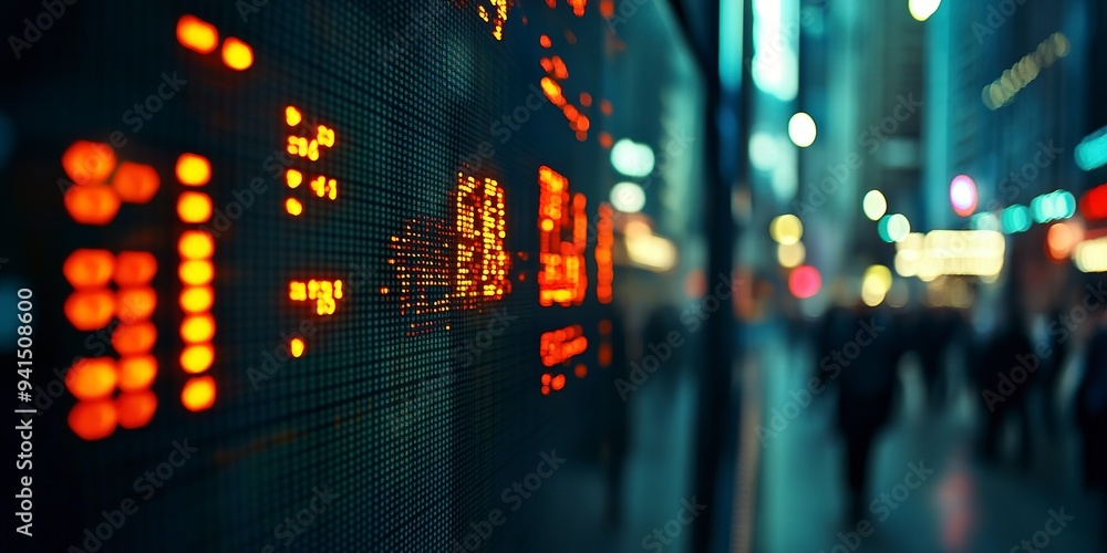 Rapidly changing stock market scoreboard Rapidly changing stock market scoreboard