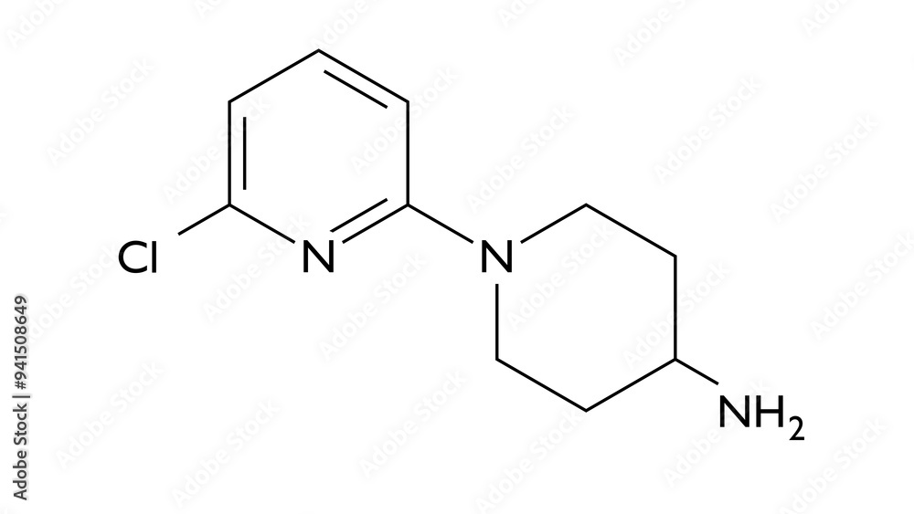 Fototapeta premium sr-57227 molecule, structural chemical formula, ball-and-stick model, isolated image serotonin receptor agonists