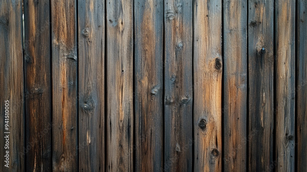 Top view of a wooden fence with vertical planks, showcasing natural weathering and rough textures, ideal for a rustic background Top view of a wooden fence with vertical planks, showcasing natural weathering and rough textures, ideal for a rustic background