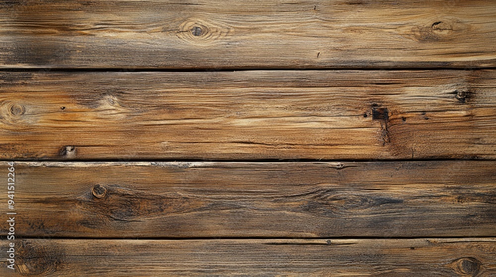 Top view of weathered wooden planks with natural wear, visible grain, and rough textures, ideal for a rustic background Top view of weathered wooden planks with natural wear, visible grain, and rough textures, ideal for a rustic background