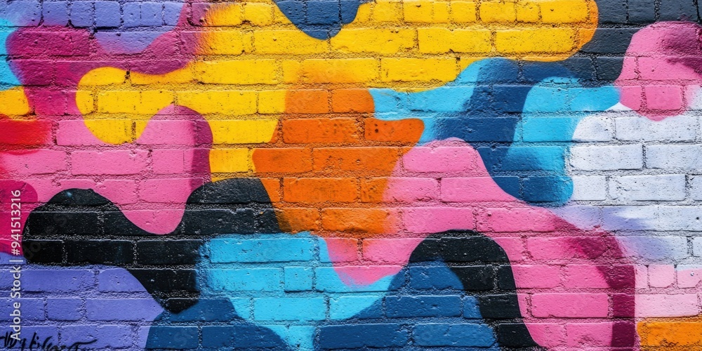 Vibrant Graffiti Mural on Brick Wall Vibrant Graffiti Mural on Brick Wall