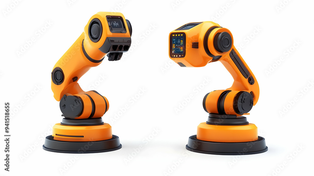 3D Icon as AI control system and industrial automation concept as An AI control system icon paired with an industrial automation icon representing the integration of AI in controlling automated system 3D Icon as AI control system and industrial automation concept as An AI control system icon paired with an industrial automation icon representing the integration of AI in controlling automated system