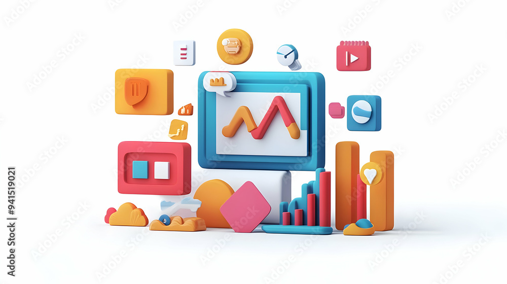 3D Icon as AI influencer analysis and marketing strategy concept as An AI influencer analysis icon paired with a marketing strategy icon representing the role of AI in analyzing and optimizing influen 3D Icon as AI influencer analysis and marketing strategy concept as An AI influencer analysis icon paired with a marketing strategy icon representing the role of AI in analyzing and optimizing influen