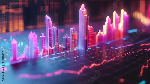 3D Icon as AI powered trading and stock market graph concept as An AI powered trading icon paired with a stock market graph representing the advanced trading capabilities of AI in the financial market