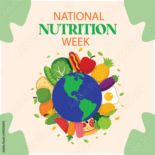 vector graphic of national nutrition month good for national nutrition month celebration. flat design. flyer design