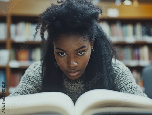 Deep in Study at Library photo