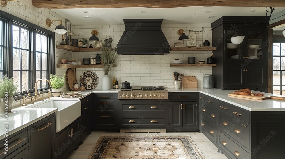 Modern Kitchen Design, Black Appliances and Cabinets Modern Kitchen Design, Black Appliances and Cabinets