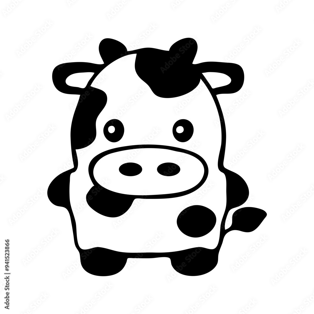 A cute cartoon cow with large eyes A cute cartoon cow with large eyes