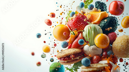 3D Icon as Glossy abstract digital art of people sharing a meal for World Food Day concept as Camera movement Slow zoom into the abstract elements depicting people sharing a meal. Scene A colorful vib