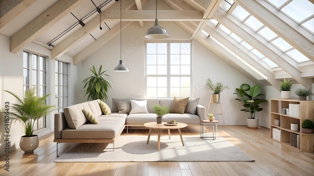 Urban Oasis: Minimalist Loft Interior with Natural Light generative AI Urban Oasis: Minimalist Loft Interior with Natural Light generative AI