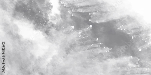 Abstract white and gray isolated cloud cumulus clouds. Gray aquarelle painted realistic fog or mist smoky textured canvas design. White and ash messy wall stucco texture background.