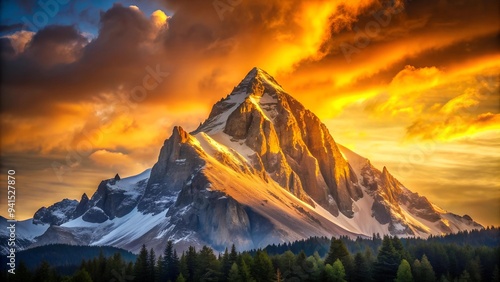 Golden Hour Hues: A Mountaintop Sunset Symphony Generative AI