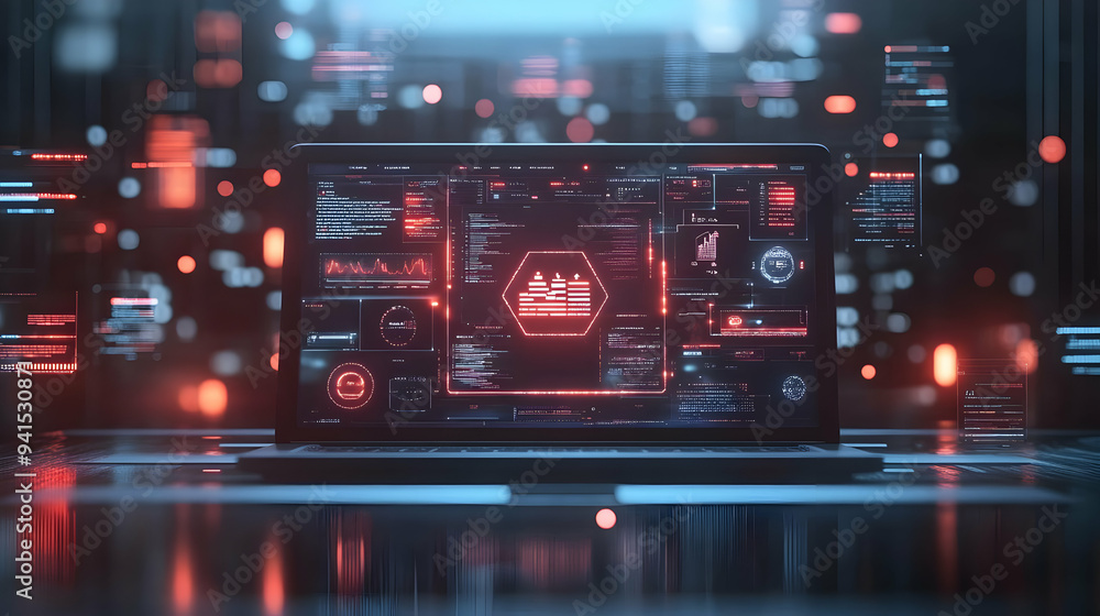 3D Icon as Laptop with holographic AI budget and financial planning icons concept as Camera movement Pan across the laptop screen with a focus on glowing holographic AI budget and financial planning i 3D Icon as Laptop with holographic AI budget and financial planning icons concept as Camera movement Pan across the laptop screen with a focus on glowing holographic AI budget and financial planning i