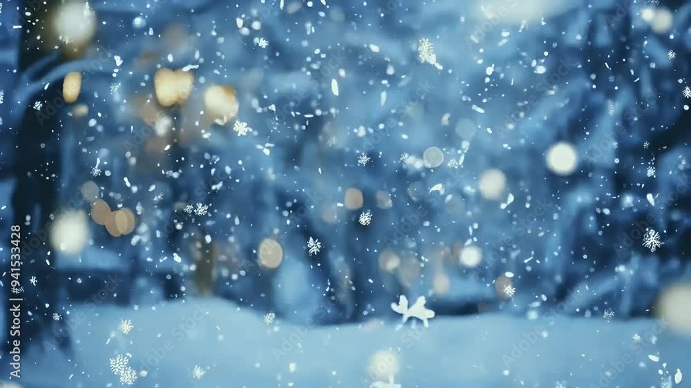 Snow Falling on a Cold Winter Day with a Beautiful Bokeh Effect Snow Falling on a Cold Winter Day with a Beautiful Bokeh Effect
