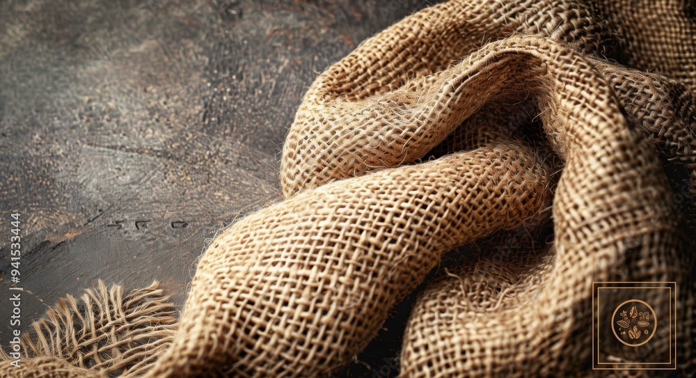 Fototapeta premium Textured Burlap Fabric Close-Up, Texture of Woven Material