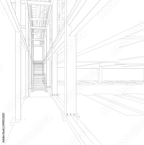 3D illustration of industrial project