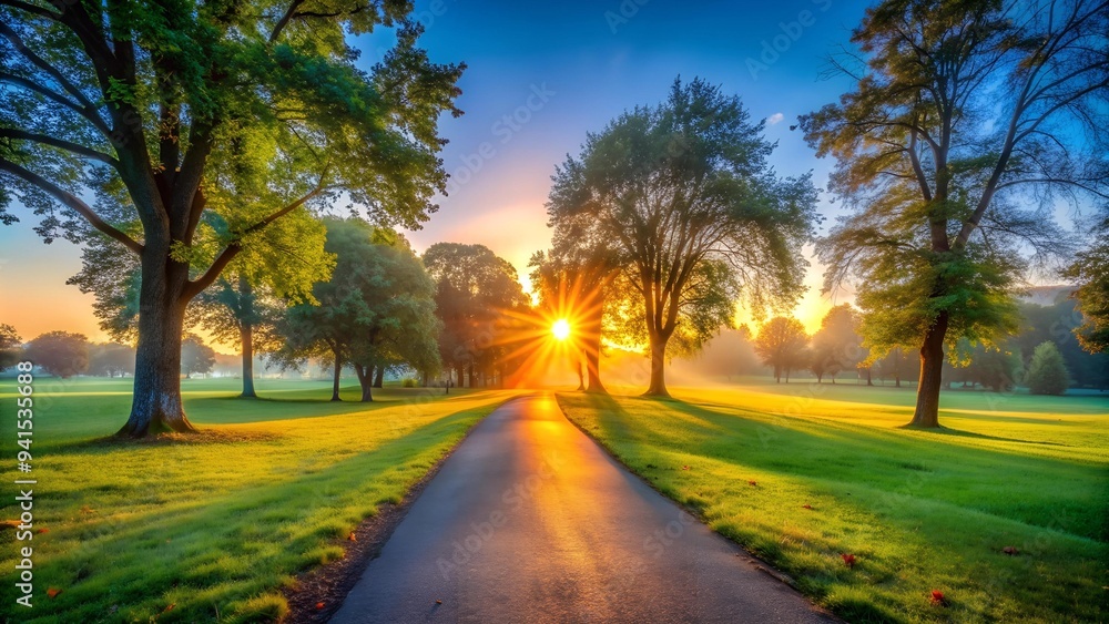A Burst of Color as the Sun Rises Over the Horizon AI Generated A Burst of Color as the Sun Rises Over the Horizon AI Generated