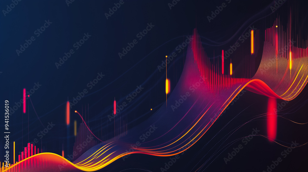 Naklejka premium Charts and graphs with statistics for innovation Digital analyzes business potential and predicts future developments in the company's growth. Abstract black background