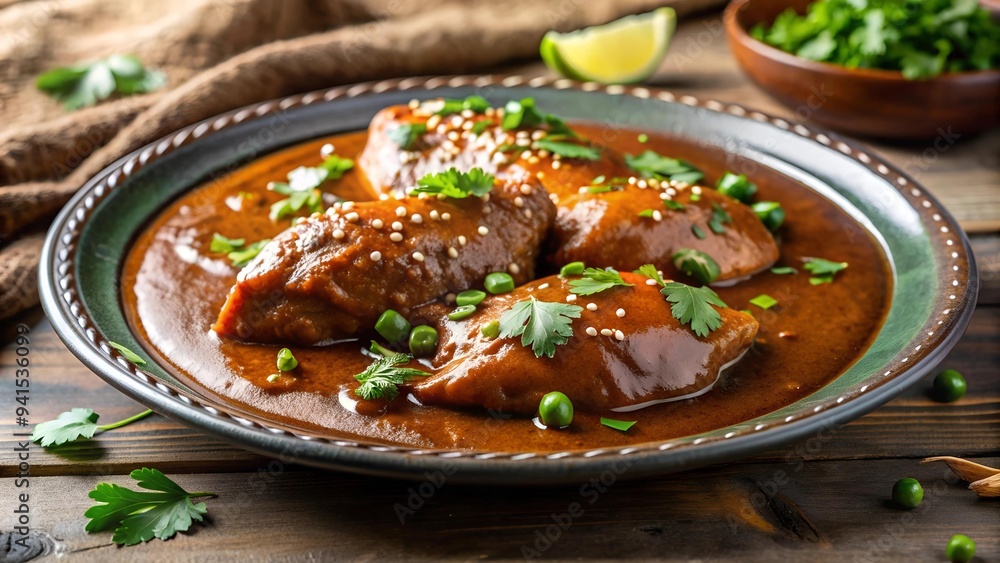 Aromatic Symphony: Mole Poblano with Tender Chicken, A Culinary Masterpiece in Every Bite AI generated Aromatic Symphony: Mole Poblano with Tender Chicken, A Culinary Masterpiece in Every Bite AI generated