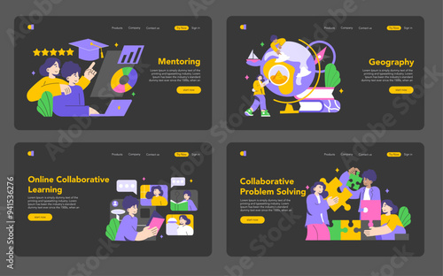 Collaborative Learning. Flat Vector Illustration