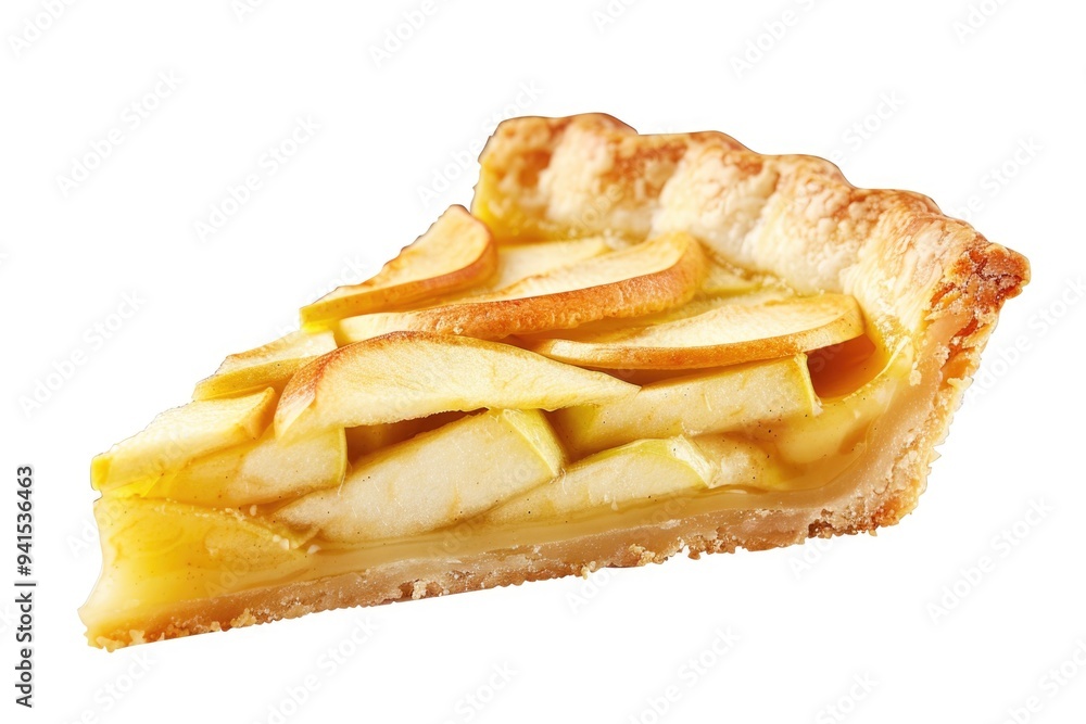 A single serving of apple pie on a clean white background A single serving of apple pie on a clean white background