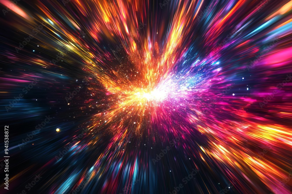 A vibrant cosmic explosion of colors radiating through space, creating an ethereal and dynamic visual experience. A vibrant cosmic explosion of colors radiating through space, creating an ethereal and dynamic visual experience.