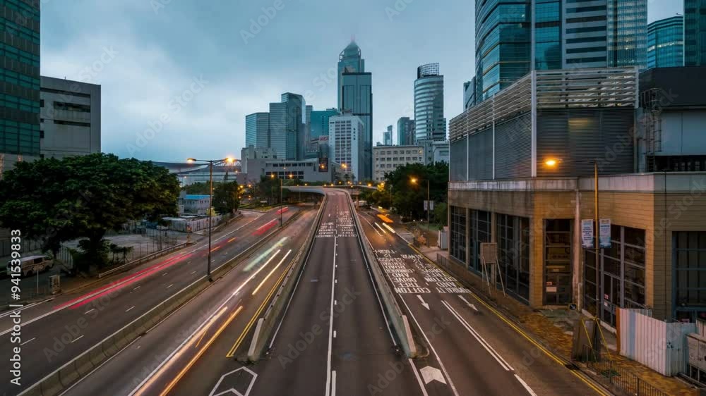 Nigh to day time lapse Modern building at central district in Hong Kong City skyline
Nigh to day time lapse Modern building at central district in Hong Kong City skyline