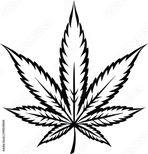 marijuana leaf silhouette illustration black and white