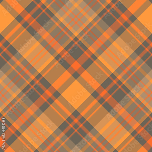 Seamless pattern in unique gray and orange colors for plaid, fabric, textile, clothes, tablecloth and other things. Vector image. 2