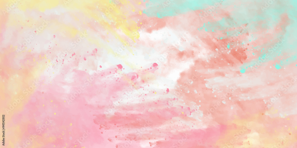 Fototapeta premium Abstract colorful watercolor for background. Digital art painting. Illustration .Empty Rough concrete loft wall texture Background .The image is a vibrant and colorful abstract digital art .