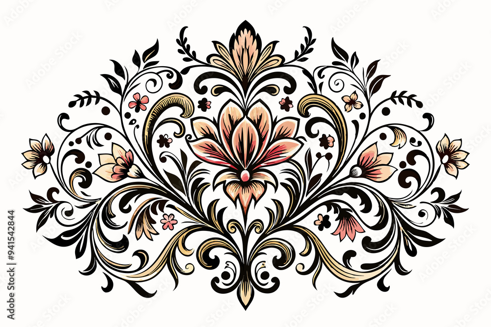 graphic with a black elegant plant ornament graphic with a black elegant plant ornament