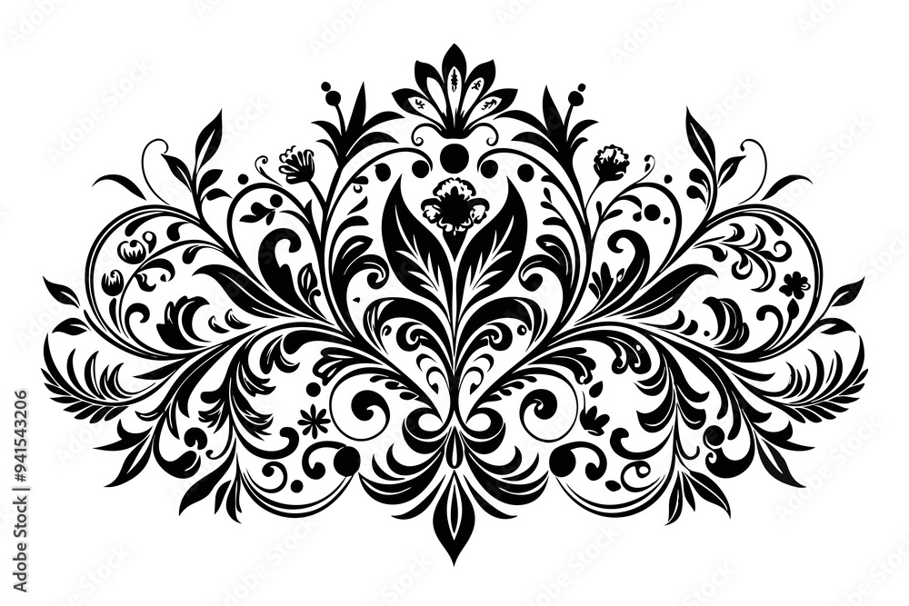 graphic with a black elegant plant ornament graphic with a black elegant plant ornament