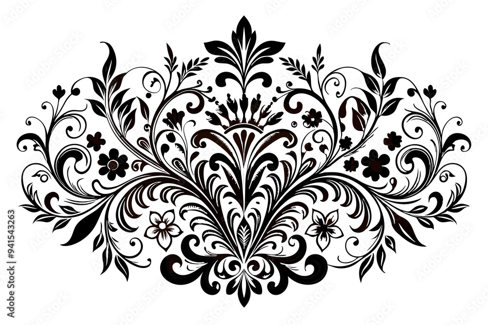 graphic with a black elegant plant ornament graphic with a black elegant plant ornament