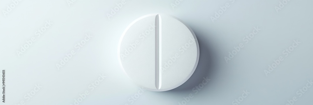 A 3D simple style icon of a round white tablet with a smooth surface and soft shadow set against a plain background to symbolize a generic drug A 3D simple style icon of a round white tablet with a smooth surface and soft shadow set against a plain background to symbolize a generic drug