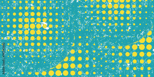 Green halftone gradient pattern dots texture with tech digital background. Pop art comic dots, modern, vector.