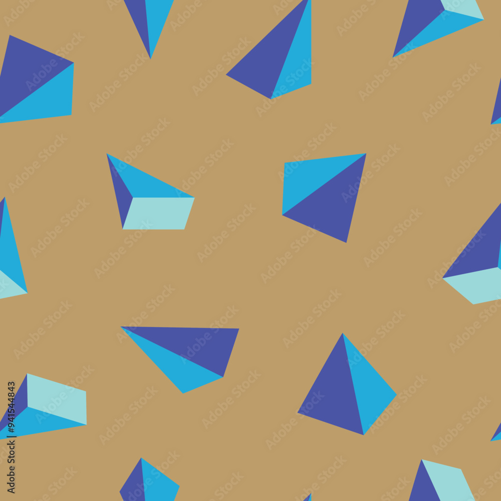 3D geometric seamless pattern with blue pyramids 3D geometric seamless pattern with blue pyramids
