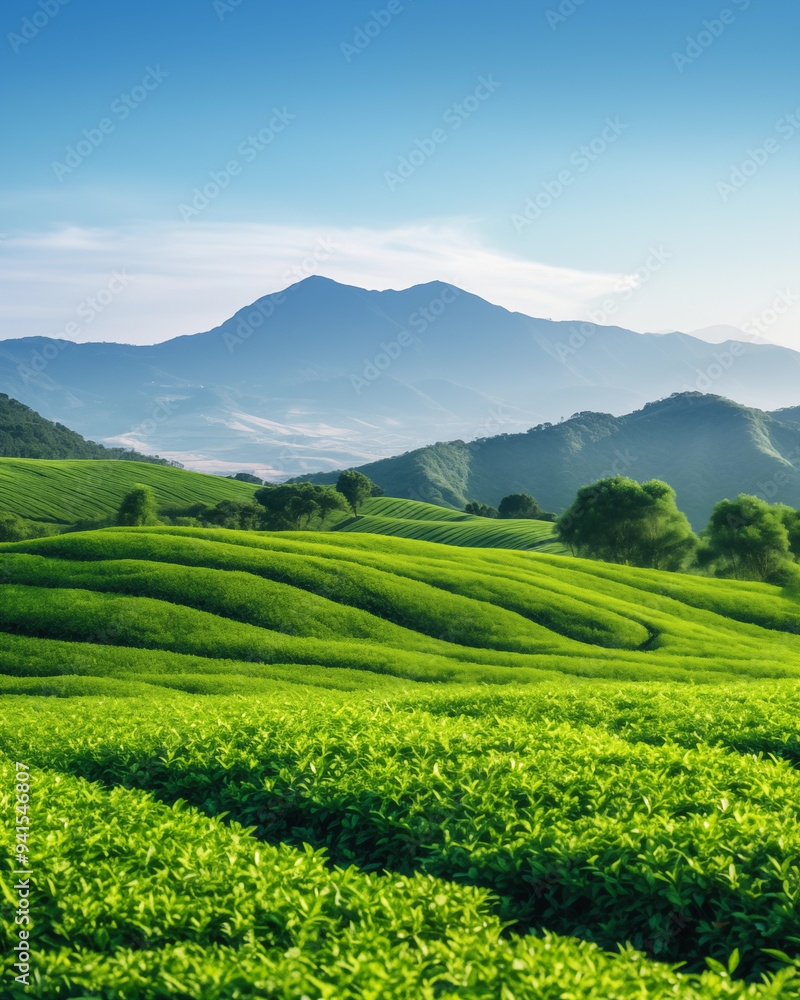 Obraz premium View of the tea plantation during the daytime