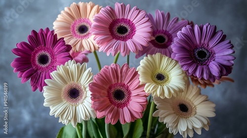 Beautiful pink gerbera daisies in full bloom, isolated on a white background