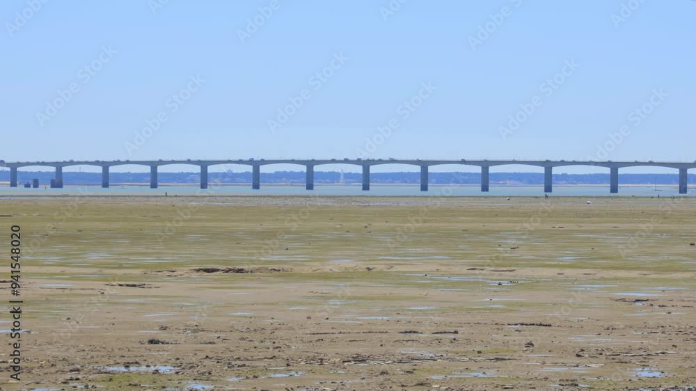 Oleron island bridge on a sunny day in France at low tide Oleron island bridge on a sunny day in France at low tide