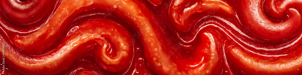 Red tomato paste, ketchup, strawberry mousse or red paint texture or wallpaper. Food or organic background, wallpaper, material or banner. Red tomato paste, ketchup, strawberry mousse or red paint texture or wallpaper. Food or organic background, wallpaper, material or banner.