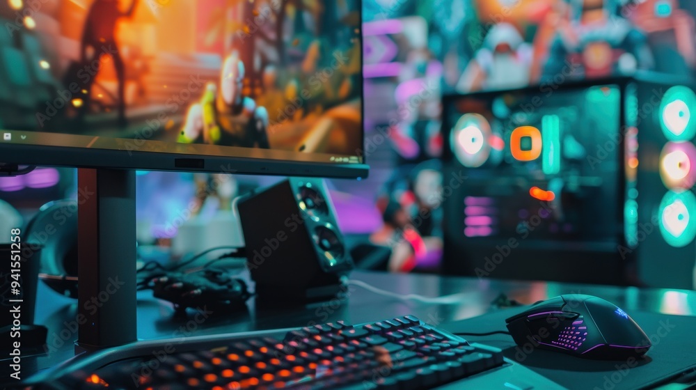 Gamer's Setup with a Vibrant Keyboard and Mouse Gamer's Setup with a Vibrant Keyboard and Mouse