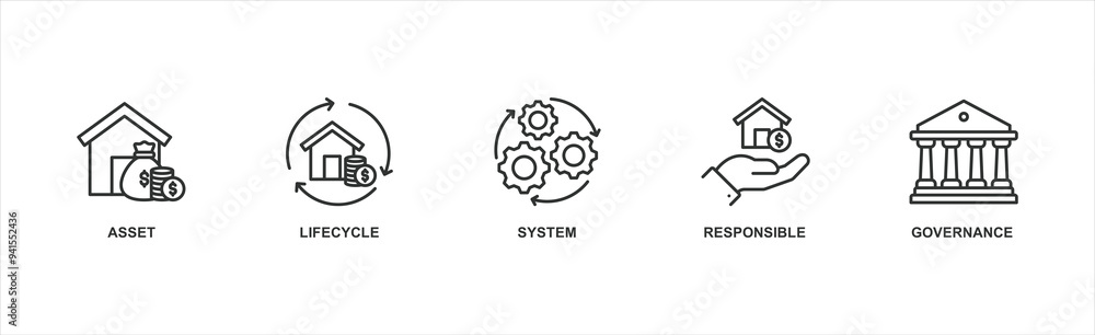 Asset management banner web icon vector illustration concept with icon Asset management banner web icon vector illustration concept with icon